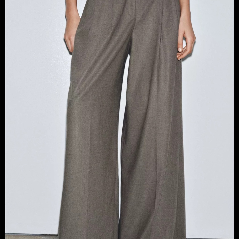 Zara Women's Wide Leg Brown Pants - Picture 9 of 14